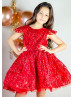 Red Sequins Heart-shaped Back Festival Flower Girl Dress